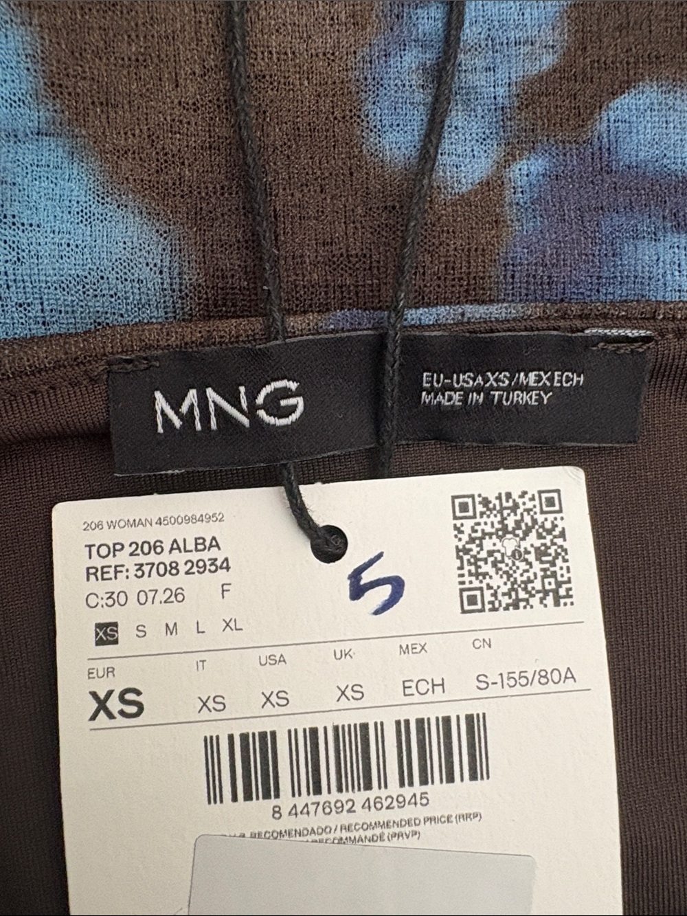 Mango Blue Floral Draped Cowl-Neck Camisole FLORAL PRINT TOP 2934 - Picture 3 of 6